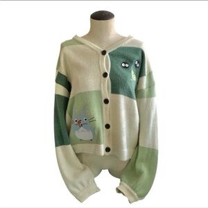 My Neighbor Totoro Studio Ghibli Cardigan Sweater Patchwork Button Up Hottopic